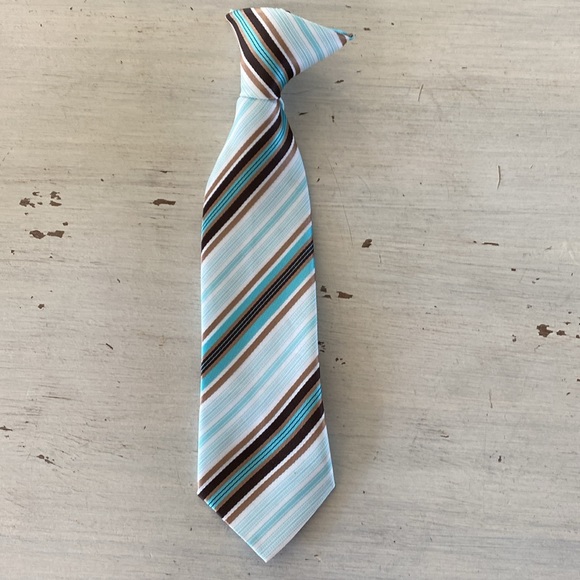 Vintage Boys Polyester Stripe Clip-on Tie - Picture 3 of 9